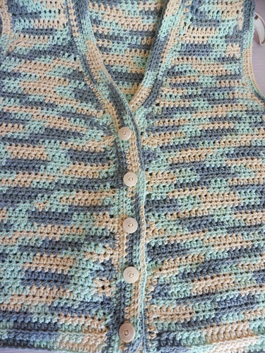 SALE -Hand Crochet Cotton/Acrylic Waistcoat Size 10/12 - Picture 3 of 3