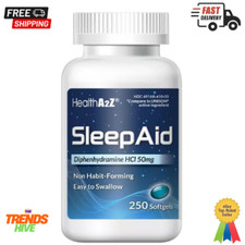 HealthA2Z Sleep Aid, Diphenhydramine Softgels, 50mg, Supports Deeper, 250 count