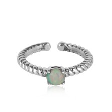 Twisted Designer Ethiopian Opal Gemstone Ring 925 Silver Oxidized Jewelry