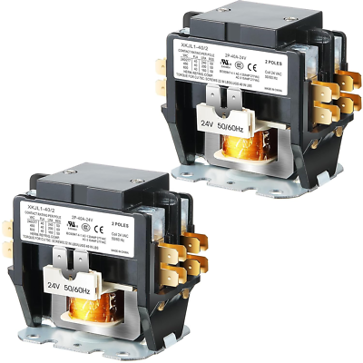 #ad #ad 2 Pcs 24V Coil 40A 2 Pole Air Conditioner Contactor UL Certified HVAC Motor Con $48.08