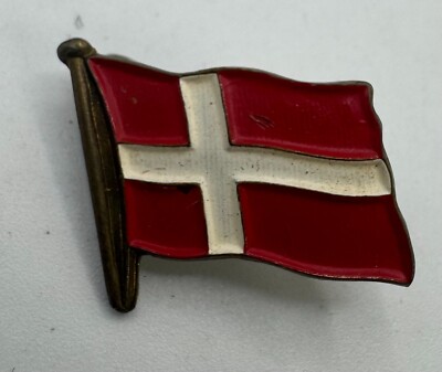 Vintage Denmark Flag Banner Painted Lapel Pin Badge Danish Nordic Cross ...