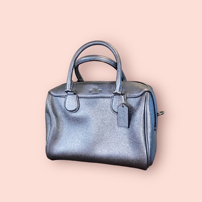 COACH F39706 Crossgrain Metallic Leather Mini Bennett Satchel