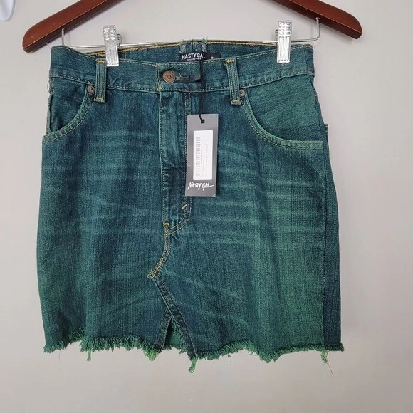 Levi s Nasty Gal Vintage Orange Tab High Waisted Denim Skirt Green