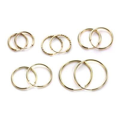9 kt Gold schlichte 10 mm - 20 mm Creolen Sleeper Creolen / Schläfer / Ohrringe