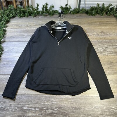 Victoria Secret Sweatshirt Size XS Black 1/4 Zip PINK Dog Victoria Secret Sweatshirt Size XS Black 1/4 Zip PINK Dog