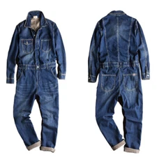 Classic Men's Denim Jumpsuit Casual Slim Fit Overalls Jeans Trousers Cowboy Pant