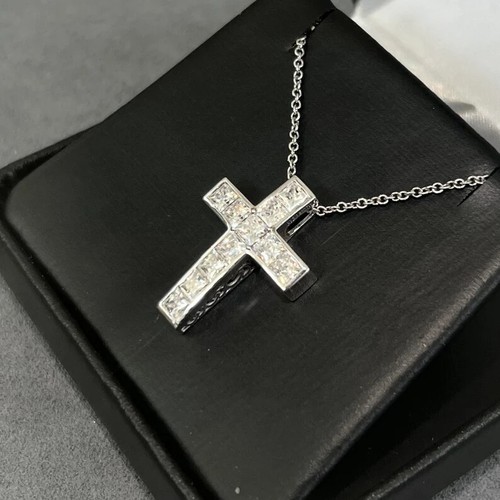 Princess Cut Lab-Created Cross Gift Pendant 14K Two-Tone Gold plated ( Any One ) - Picture 9 of 10