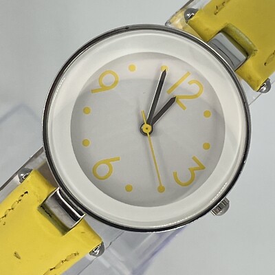 Gossip Women's Watch Yellow & White Dial Yellow Leather Band NEW BATTERY RUNS!