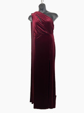 Faeriesty  1XL Gown Velvet column dress formal one shoulder draped cutout