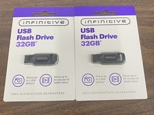 Lot of 2 Infinitive 32GB USB Flash Drive Black 80-56-19289-032G - New Sealed