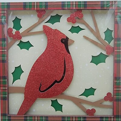 Red Cardinal Paper Layering Kit Holiday Stewart Plaid Holly Berry Leaves Glitter