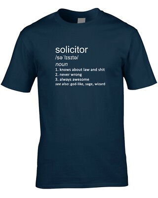 Solicitor Joke Definition Mens T-Shirt Gift Idea Law Lawyer Barrister Job Work