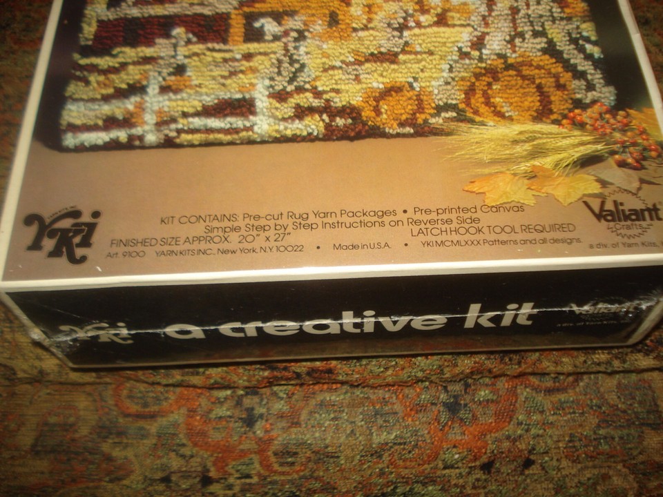 Vtg 1987 Valiant Latch Hook Kit AUTUMN SCENE Wall Hanging or RUG 20 X