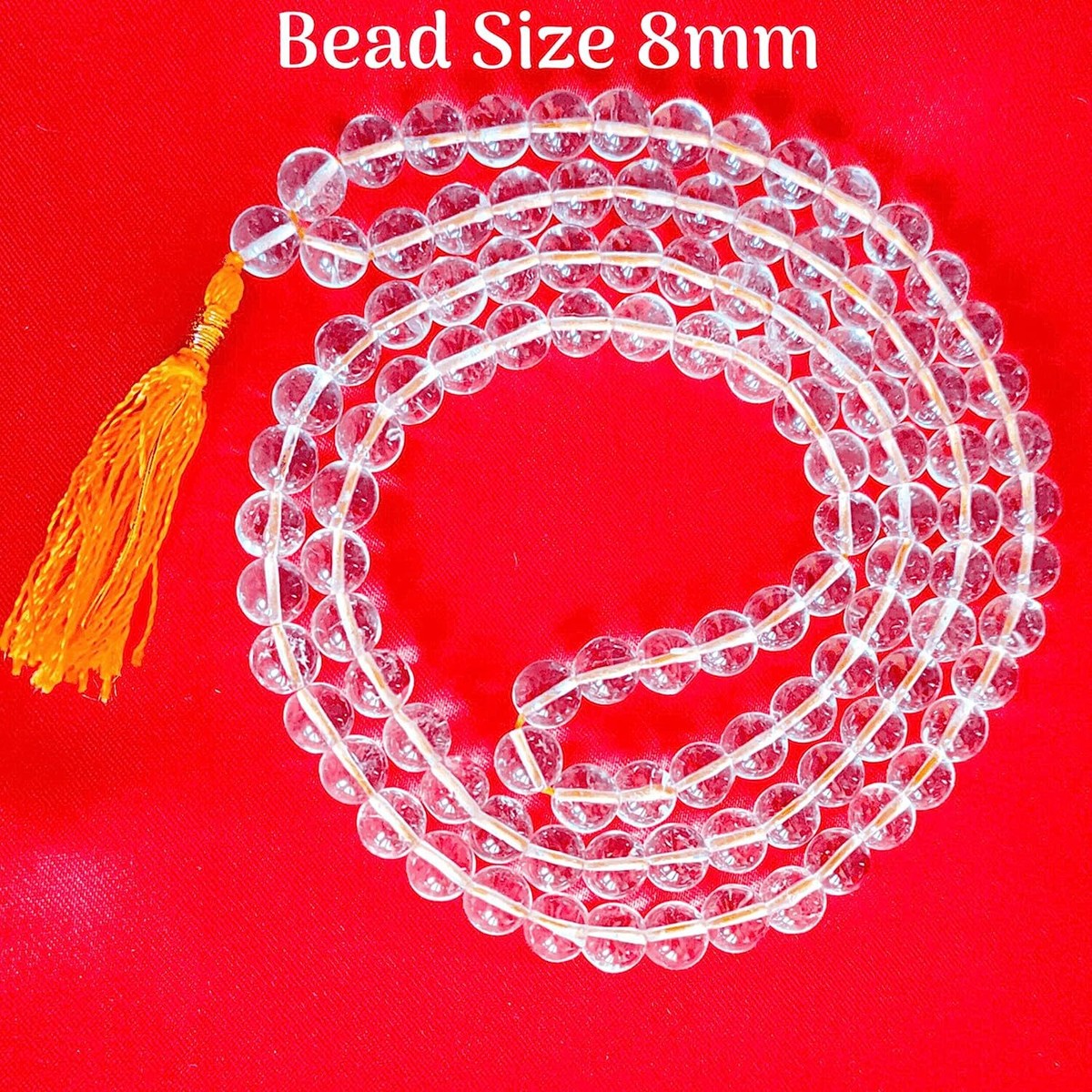 Mala NAISHA Sphatik (Cristallo) – 108+1 Perline Da 8mm, Collana In Cristallo Di Quarzo Trasparente Per Meditazione, Japa E Puja