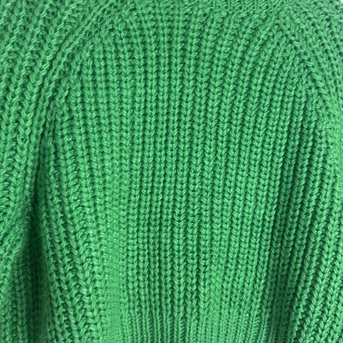 H&M ladies pullover cropped chunky knit vibrate green cozy sweater size small - Picture 4 of 11