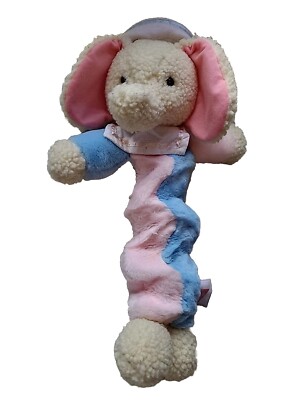Vintage Dakin Elephant Musical Pull Crib Lullaby Baby Plush Hanging Pink  Blue