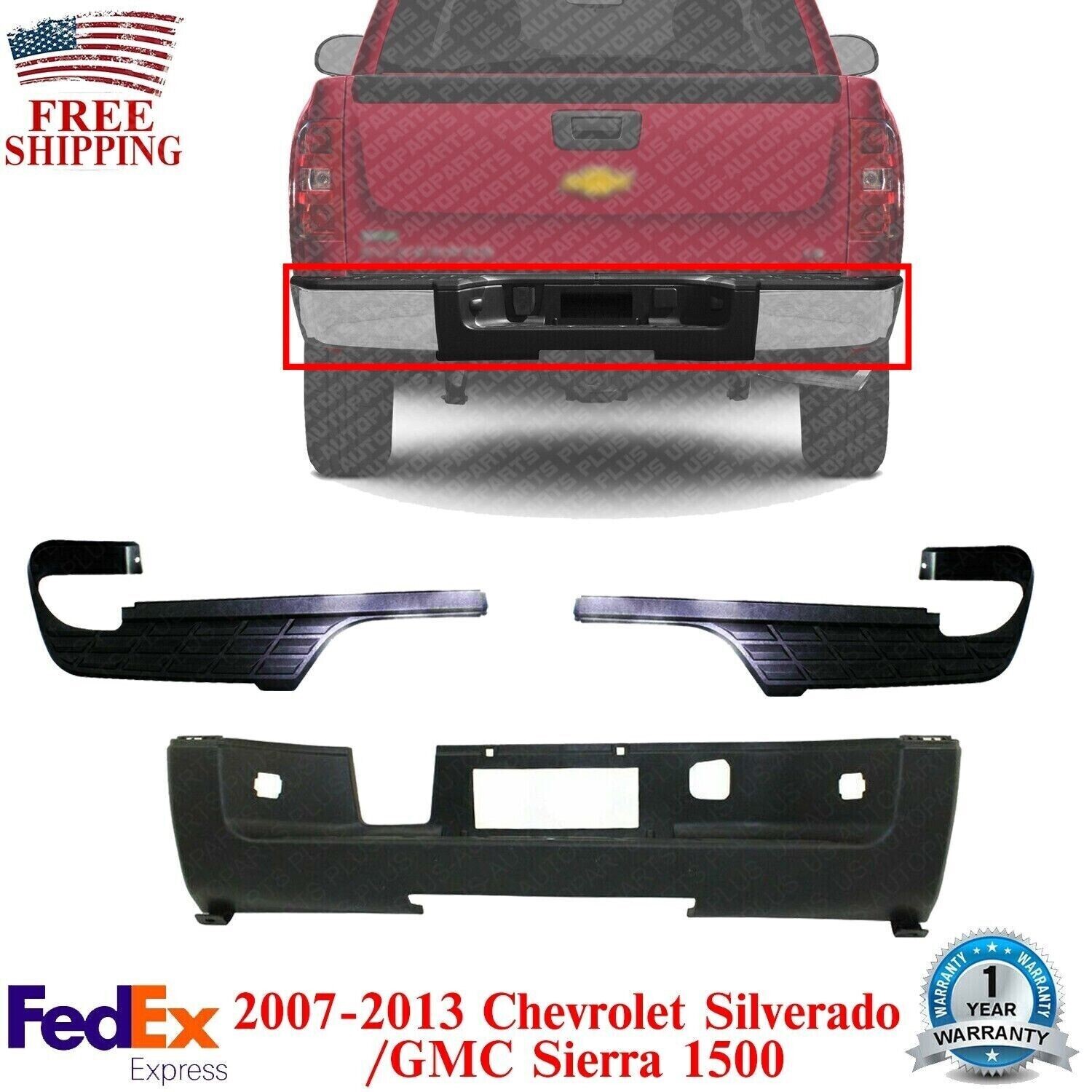 Rear Bumper Step Pad Set Of 3 For 20072013 Chevrolet Silverado /GMC Sierra 1500 eBay