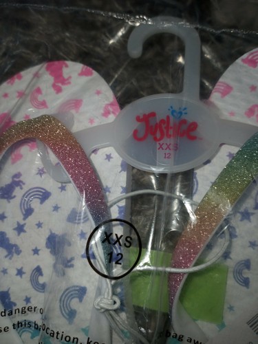Girls justice glitter flip flops BRAND NEW SIZE (xxs) 12 ombre rainbow Unicorns - Picture 2 of 2