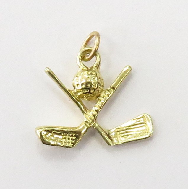 14k Yellow Gold Double Hockey Sticks Charm Necklace Pendant 2.1g eBay