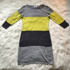 CK GREEN GREY COLOR BLOCK 3/4 SLEEVE SWEATER DRESS