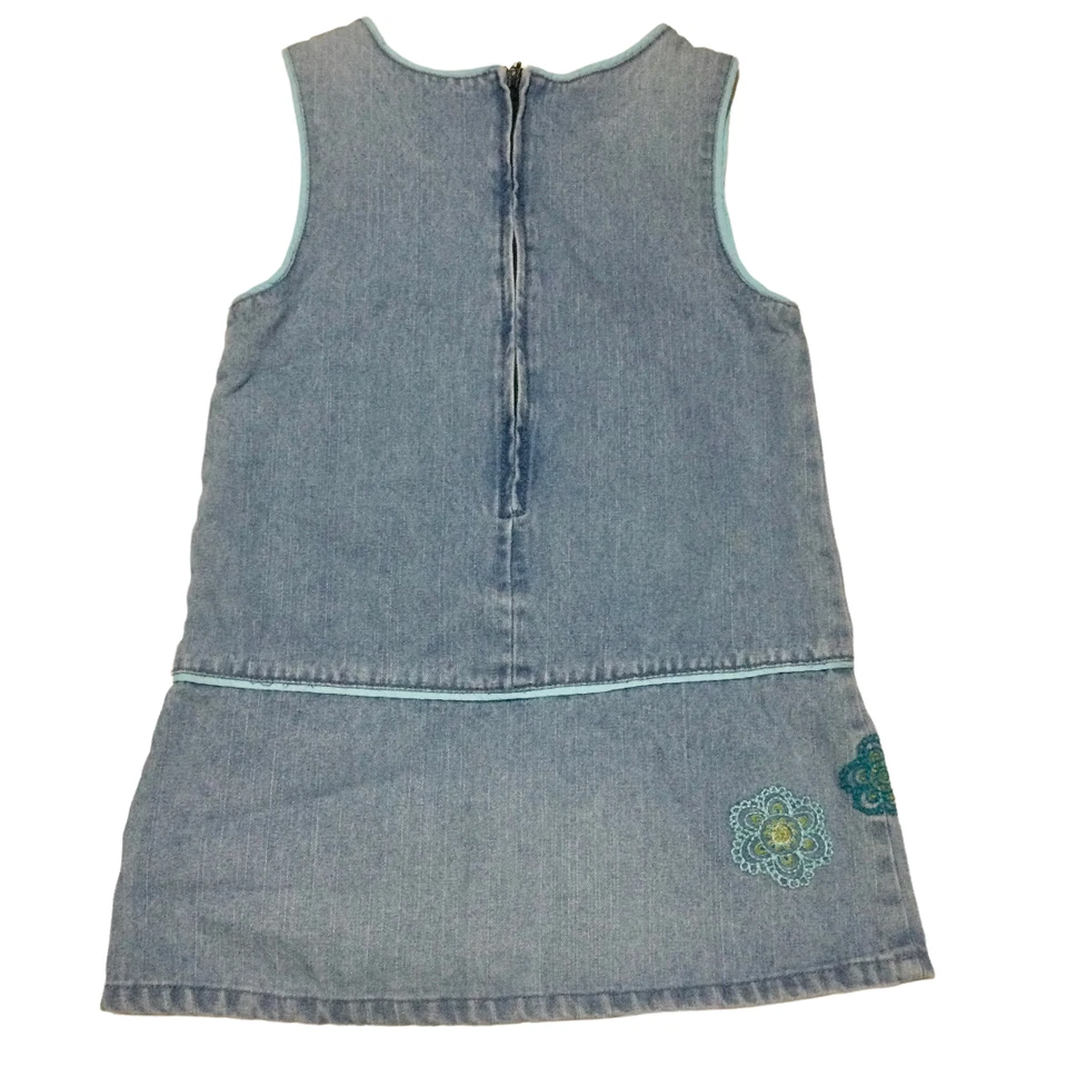 Vestido Sonoma Vintage Niñas Denim Sin Mangas Talla 5 Bordado Flores Foto 2 de 4