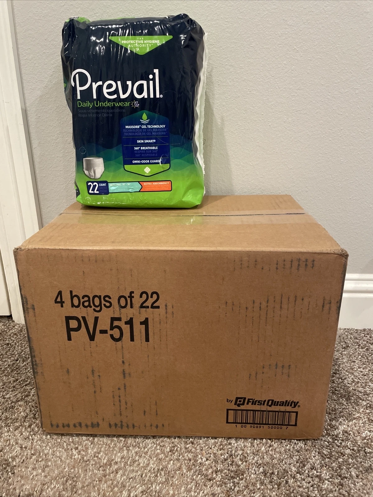 Prevail Adult Small - Box Of 4 Packages 22 Count Each-88 Total