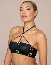 AGENT PROVOCATEUR SOLD OUT BLACK/NEON EZO BIKINI BRA AP2 SMALL UK8 BNWT
