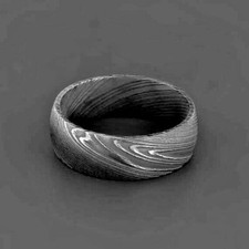   Genuine Custom Made Full Damascus Steel Wedding Band for men Dome 8mm wide