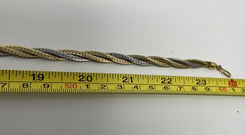 L.R. Juego de Collar y Pulsera Trenzados Vintage Dorado Plata Color Plata Dos Tonos - Imagen 7 de 8
