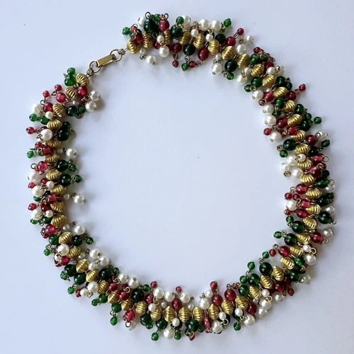 Vintage Chanel Mughal Style Glass Necklace c. 1930s-1960s Atr. to Maison Gripoix