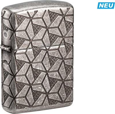 ZIPPO Armor Case Silver Plate Geometric Pattern 60006120 8seitig tiefengraviert