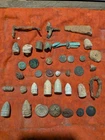 Civil War Bullets,  Assorted Relics Eagle I Buttons Flat Buttons Waterloo Al