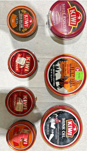 Vintage KIWI Shoe Polish Tin Lot Collectible Advertising Leather Care