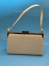 Vintage La Regale Faux Pearls White Beaded Style Evening Purse Bag