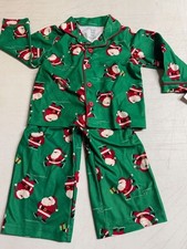 Carter's Infant  Toddler Green Flannel Santa Claus Christmas Pajama Set 18M