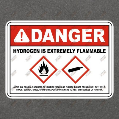 Danger Hazard Sign Sticker Hydrogen is Extremely Flammable OSHA #453213