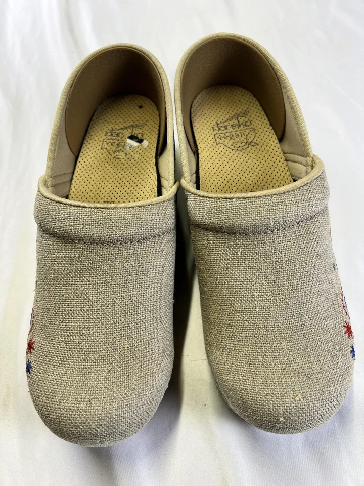 Dansko 素食黄麻鞋女式 39 码佩斯利花卉刺绣懒人鞋 — 第 2/4 张图片