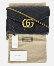 Borsa a tracolla Gucci originale in pelle nera doppia G Marmont $1.990 pochette