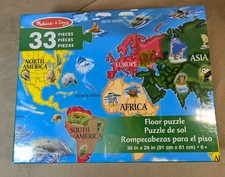 Melissa  Doug World Map Jumbo Jigsaw Floor Puzzle 33 Pieces 2 x 3 Feet