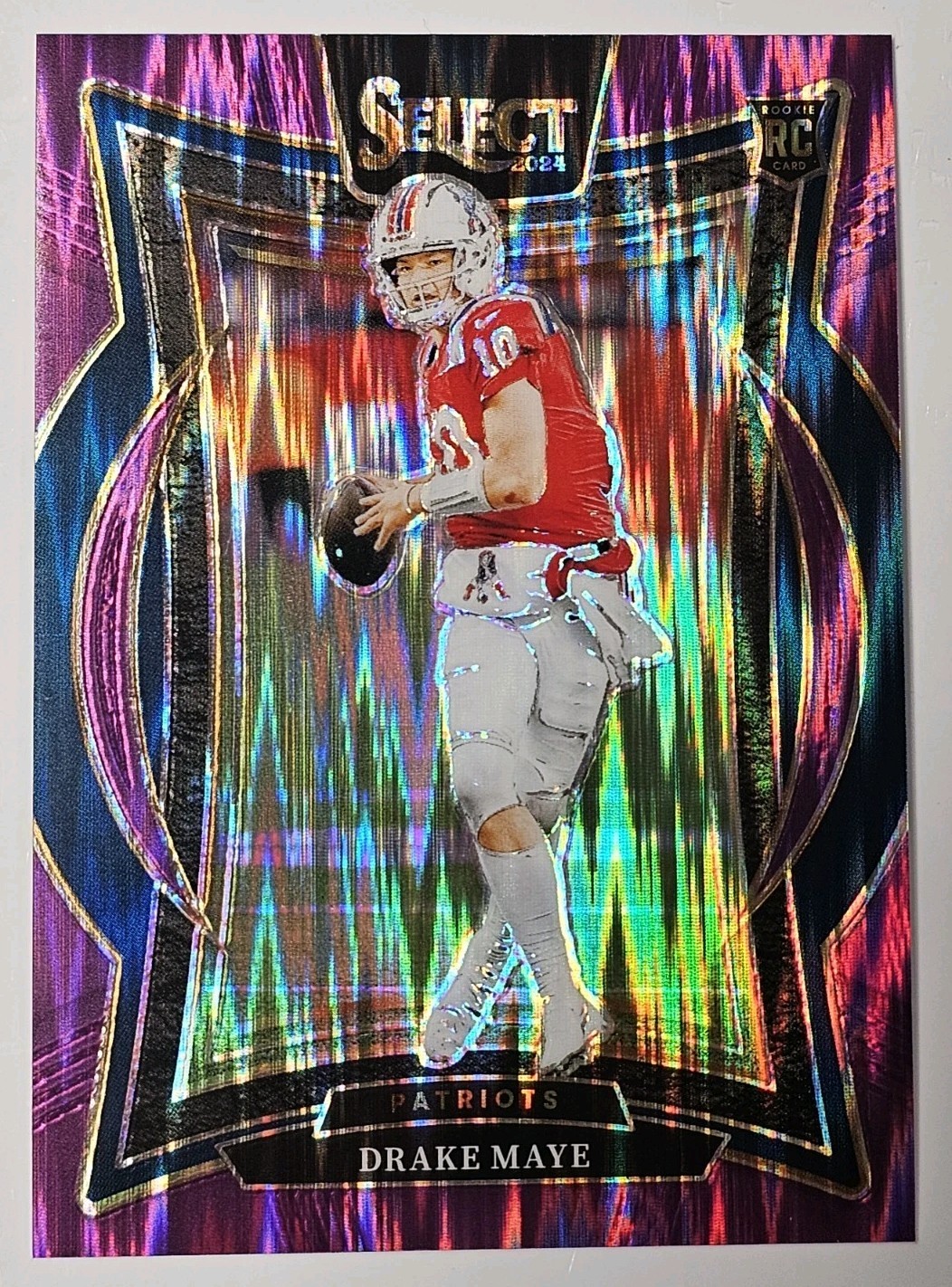 2024 Panini Select - Concourse Drake Maye #27 - Purple Shock Prizm /360 (RC)