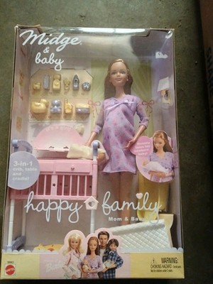 Vtg Mattel Happy Family Pregnant Midge with Belly & Baby Barbie Doll #56663 NEW