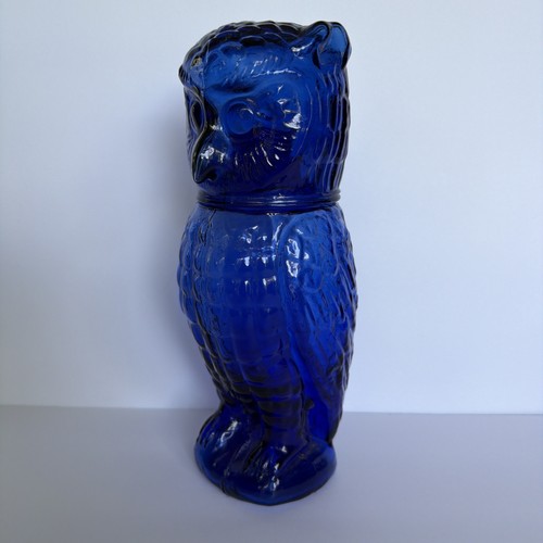 Large MCM Glass Owl Decanter, Colbalt Blue, 10.5", Stunning, Rare - Picture 3 of 14