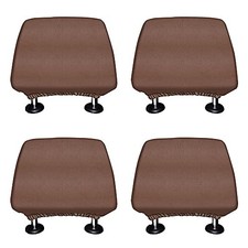 Set of 4 Car Seat Head Rest Cover, Protective Fabric Design Cover Solid Brown