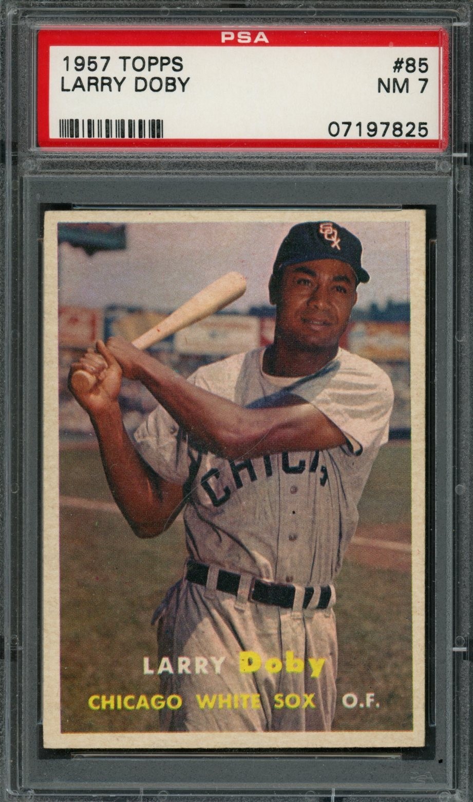 1957 TOPPS BASEBALL #85 - LARRY DOBY - PSA 7 NM - SLOTH55 -