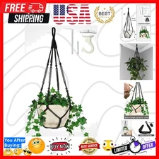 Elegant 43-Inch Macrame Planter Hanger for Indoor Plants – Supports 12-Inch Pots