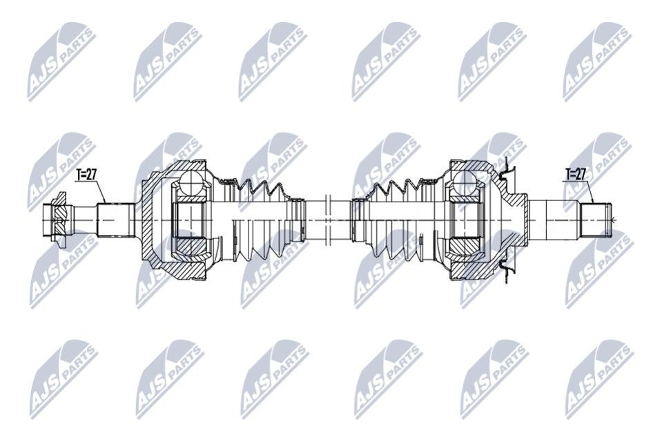 NTY Drive Axle NPW-ME-206 For Mercedes-Benz Differential Side 27 Teeth