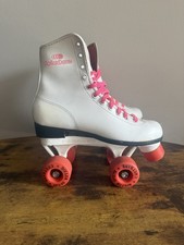 Vintage Roller Derby Women's Roller Skates White And Pink Quad Style Size 7