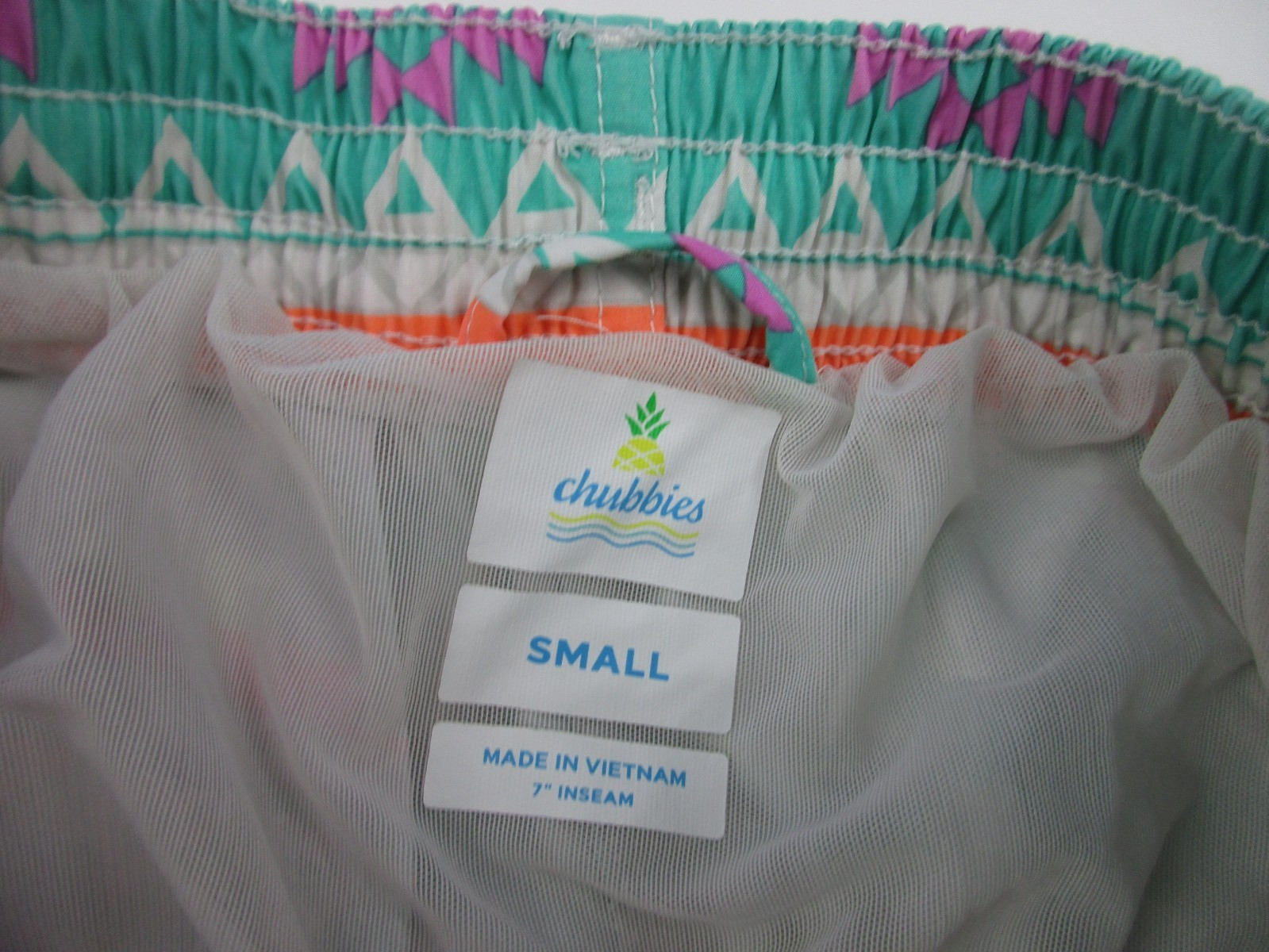 Mens Small Chubbies 7" swim trunks shorts southwestern lined pastel