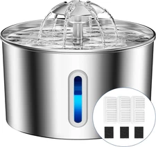 Cat Water Fountain Stainless Steel - 74Oz/2.2L Corded Pet Water Dispenser Automa