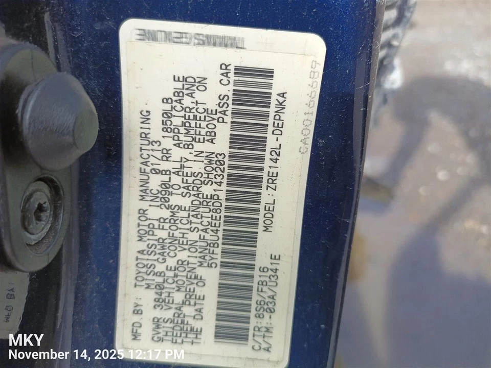 ENGINE WIRE HARNESS 821150ZL90 2013 TOYOTA COROLLA Foto 2 de 4